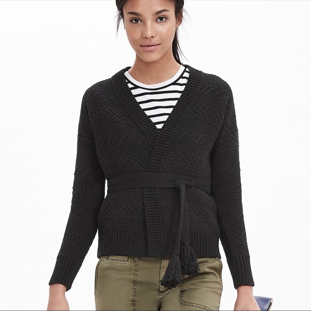 Banana Republic Black Wrap Belted Cardigan